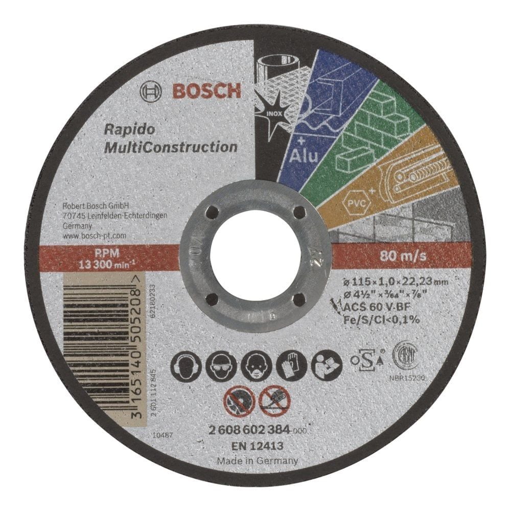 Bosch – 115*1,0 mm Çoklu Malzemelerde Kullanım İçin Düz Kesme Diski (Taş)